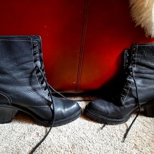 Via Spiga Black Leather Lace Up Boots size 40/10